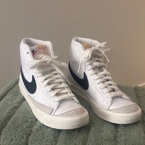 Nike White and Black High-Top Sneakers